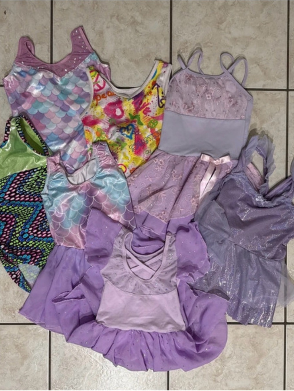 Lot of 7 Girls Size 4/5 Dance/Gymnastics Leotards